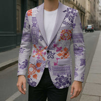 Hawaii Tapa Tribal Blazer With Hawaiian Quilt Pattern Violet - Polynesian Pride