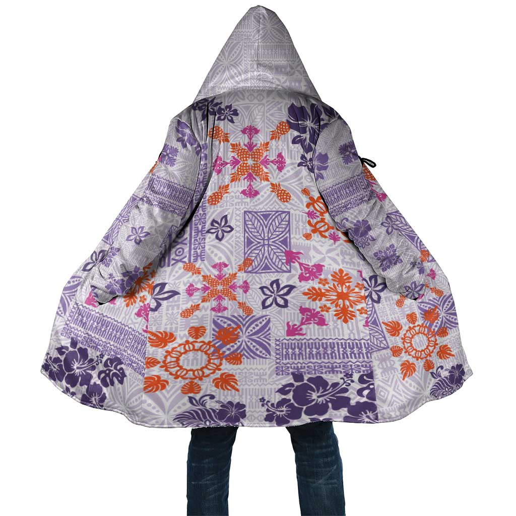 Hawaii Tapa Tribal Cloak With Hawaiian Quilt Pattern Violet - Polynesian Pride