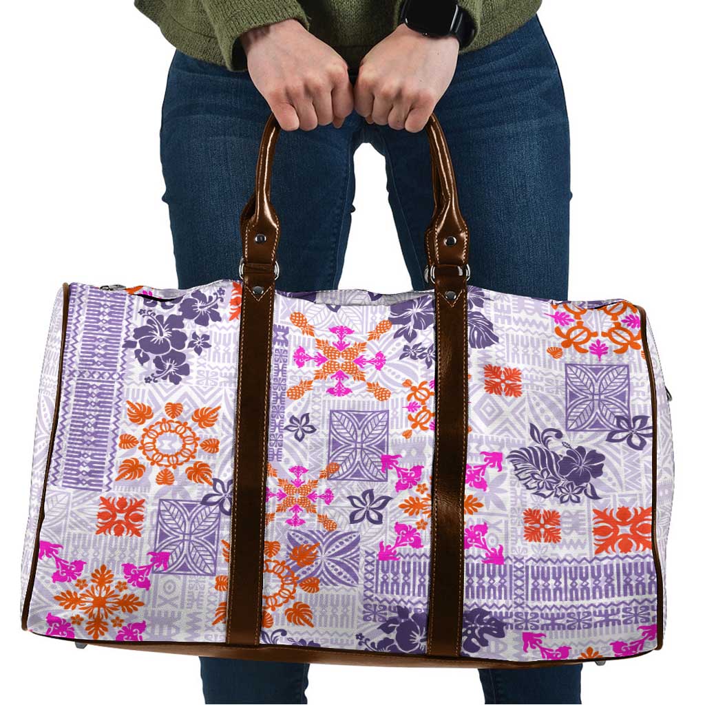Hawaii Tapa Tribal Travel Bag With Hawaiian Quilt Pattern Violet LT9 Violet - Polynesian Pride