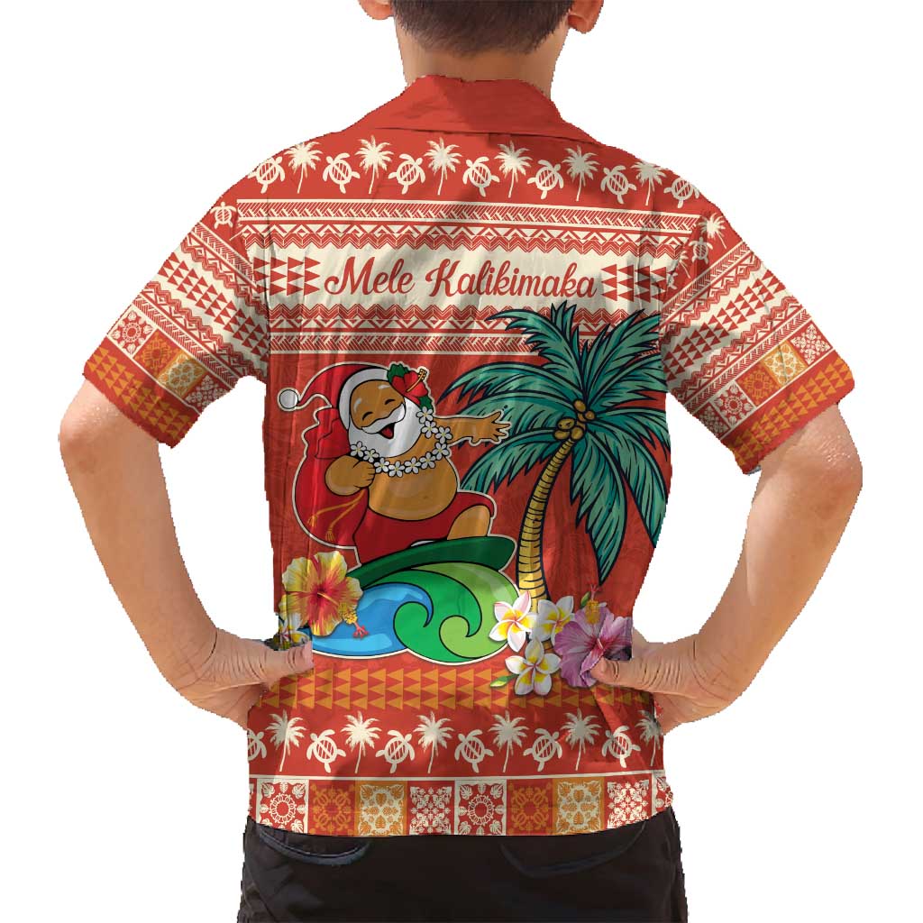 Hawaii Mele Kalikimaka Family Matching Tank Maxi Dress and Hawaiian Shirt Surfing Santa Funny Christmas