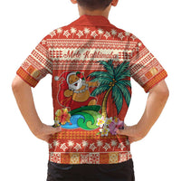 Hawaii Mele Kalikimaka Family Matching Tank Maxi Dress and Hawaiian Shirt Surfing Santa Funny Christmas