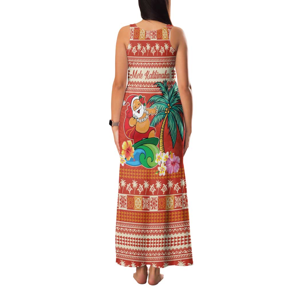 Hawaii Mele Kalikimaka Family Matching Tank Maxi Dress and Hawaiian Shirt Surfing Santa Funny Christmas