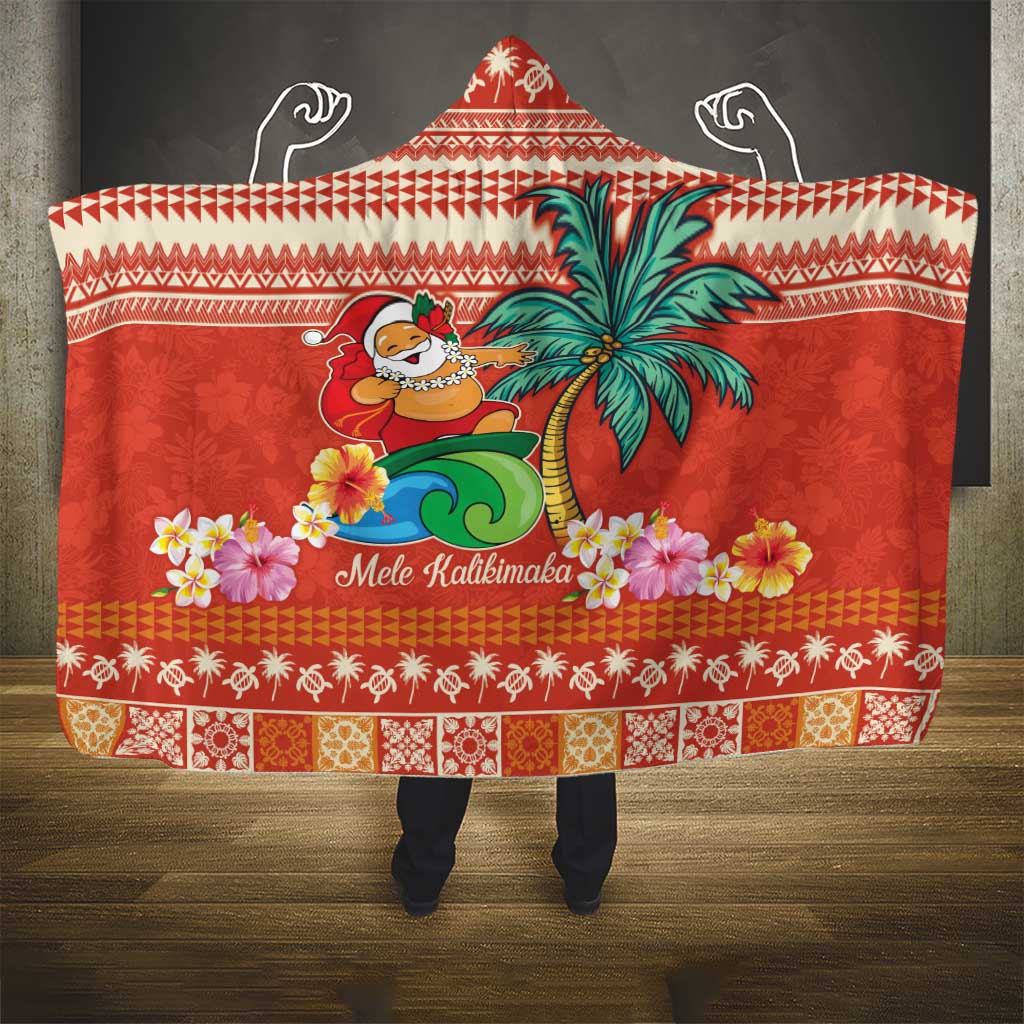 Hawaii Mele Kalikimaka Hooded Blanket Surfing Santa Funny Christmas LT9 - Polynesian Pride
