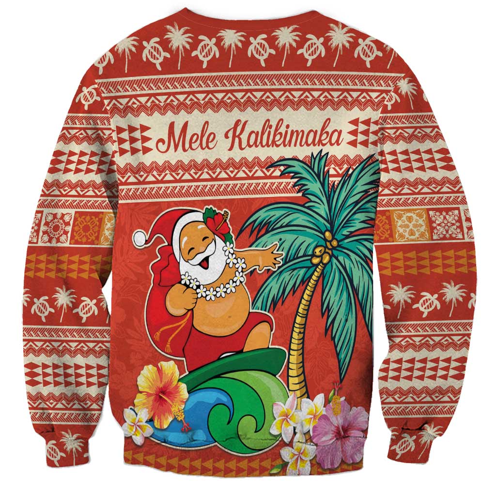 Hawaii Mele Kalikimaka Sweatshirt Surfing Santa Funny Christmas