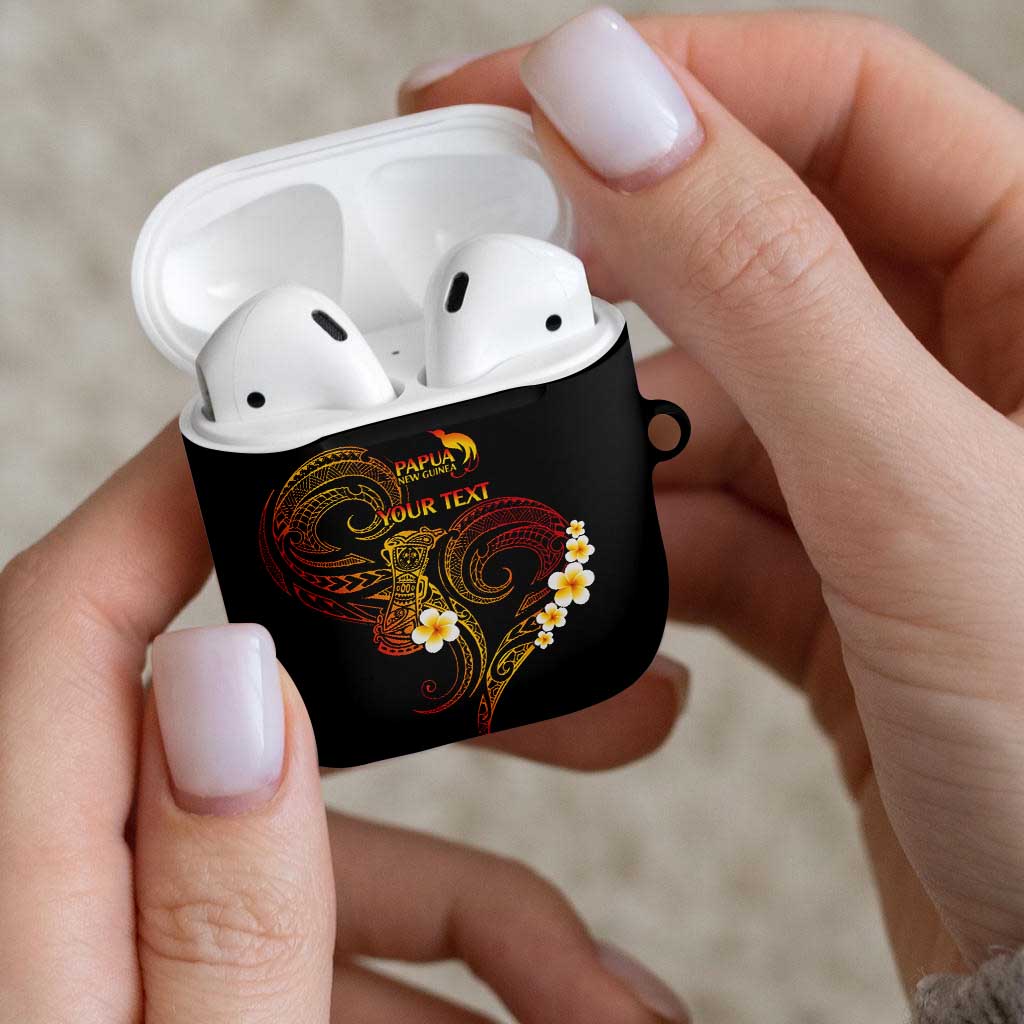 Personalised Papua New Guinea Sepik AirPods Case Plumeria Floral Tribal Pattern - Polynesian Pride