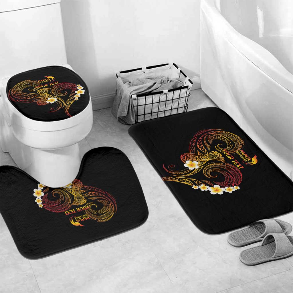 Personalised Papua New Guinea Sepik Bathroom Set Plumeria Floral Tribal Pattern - Polynesian Pride