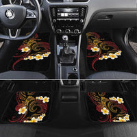 Personalised Papua New Guinea Sepik Car Mats Plumeria Floral Tribal Pattern LT9 Set 4pcs Black - Polynesian Pride
