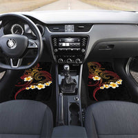 Personalised Papua New Guinea Sepik Car Mats Plumeria Floral Tribal Pattern LT9 Set 2pcs - Front Black - Polynesian Pride