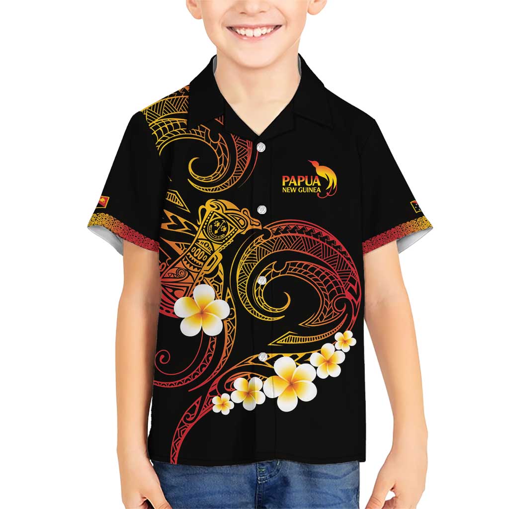 Personalised Papua New Guinea Sepik Family Matching Short Sleeve Bodycon Dress and Hawaiian Shirt Plumeria Floral Tribal Pattern - Polynesian Pride
