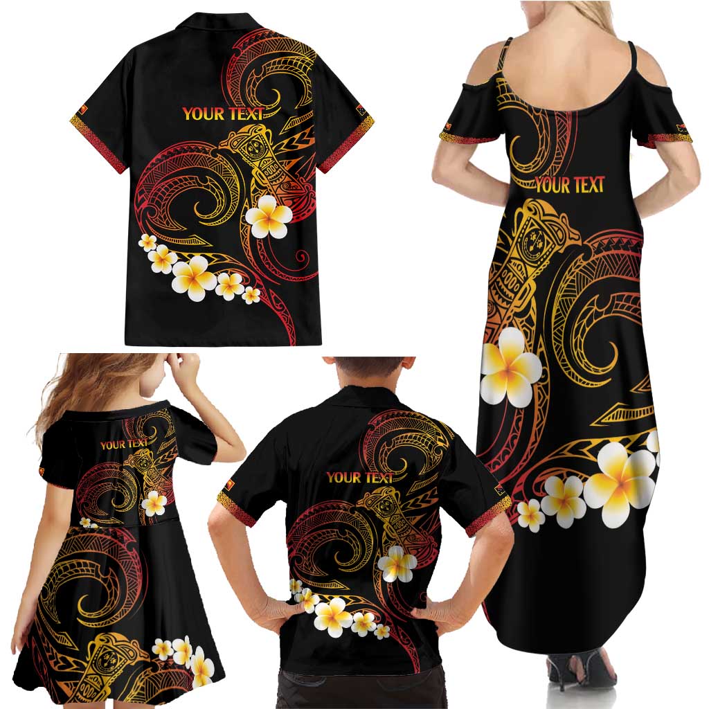 Personalised Papua New Guinea Sepik Family Matching Summer Maxi Dress and Hawaiian Shirt Plumeria Floral Tribal Pattern - Polynesian Pride