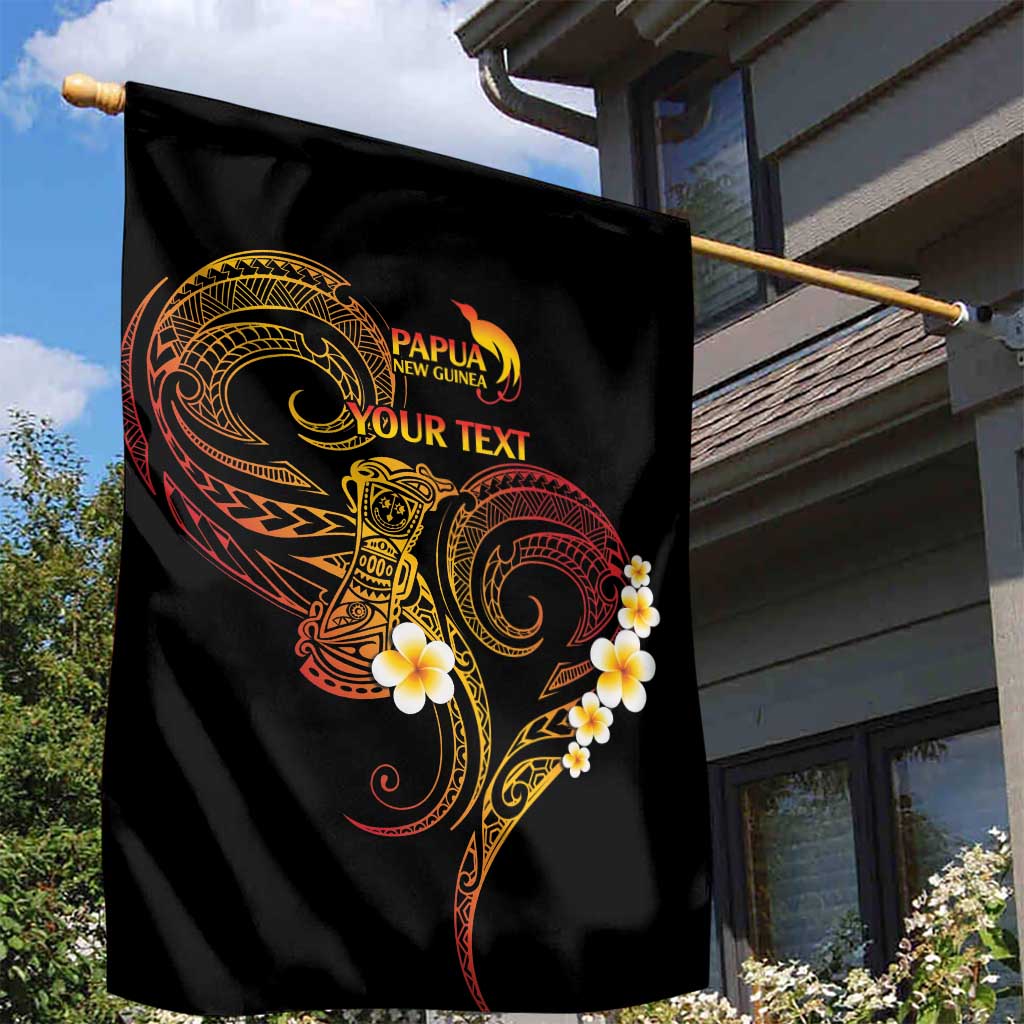 Personalised Papua New Guinea Sepik Garden Flag Plumeria Floral Tribal Pattern - Polynesian Pride