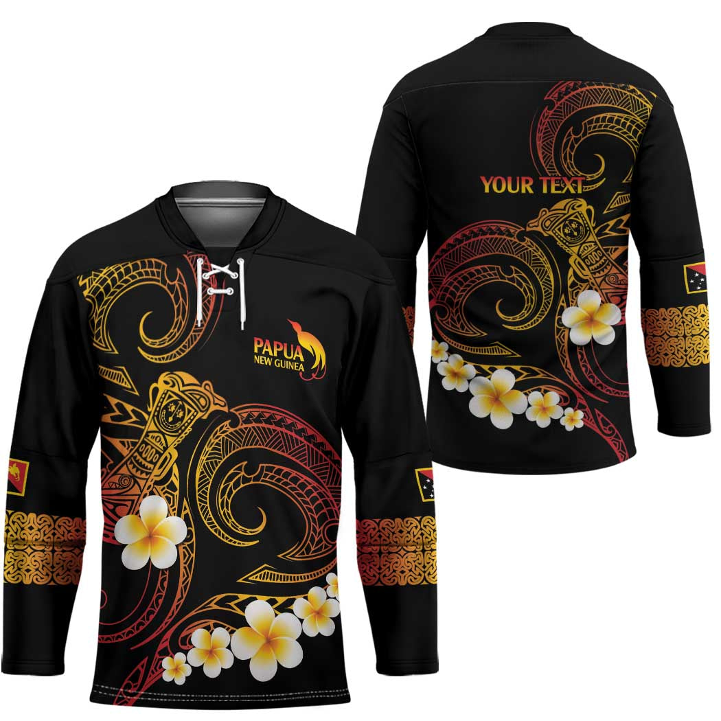 Personalised Papua New Guinea Sepik Hockey Jersey Plumeria Floral Tribal Pattern LT9 - Polynesian Pride