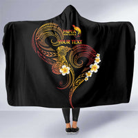 Personalised Papua New Guinea Sepik Hooded Blanket Plumeria Floral Tribal Pattern LT9 One Size Black - Polynesian Pride