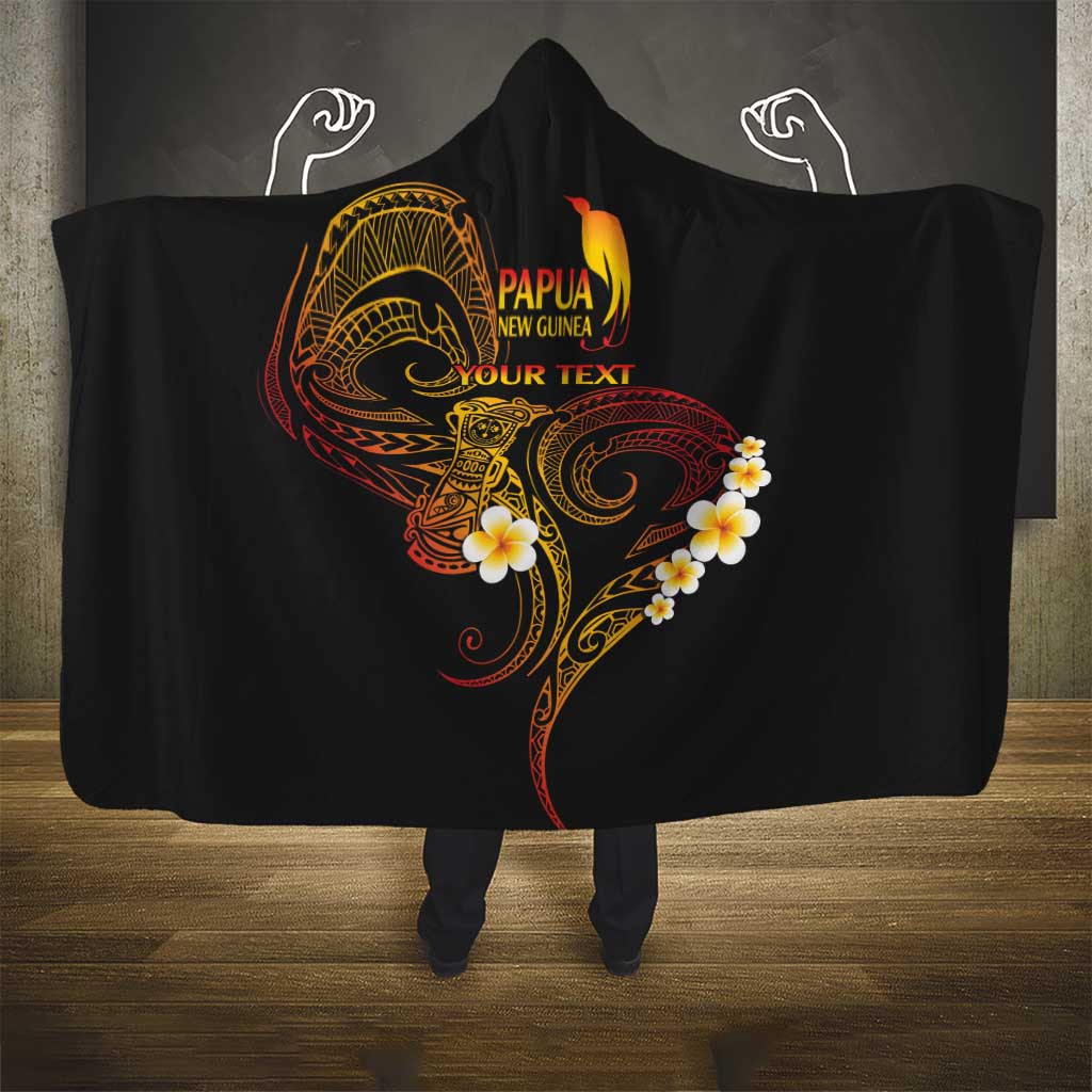 Personalised Papua New Guinea Sepik Hooded Blanket Plumeria Floral Tribal Pattern LT9 - Polynesian Pride