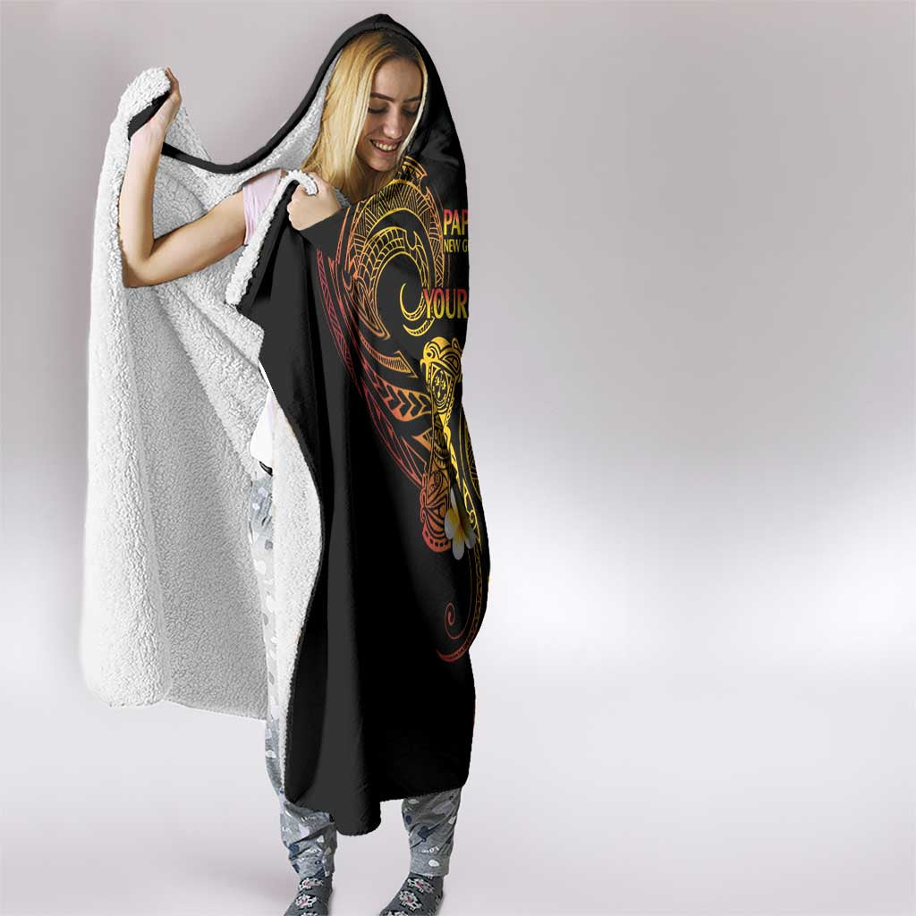Personalised Papua New Guinea Sepik Hooded Blanket Plumeria Floral Tribal Pattern LT9 - Polynesian Pride