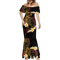 Personalised Papua New Guinea Sepik Mermaid Dress Plumeria Floral Tribal Pattern - Polynesian Pride