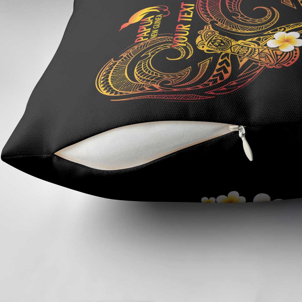 Personalised Papua New Guinea Sepik Pillow Cover Plumeria Floral Tribal Pattern - Polynesian Pride