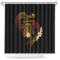 Personalised Papua New Guinea Sepik Shower Curtain Plumeria Floral Tribal Pattern LT9 Black - Polynesian Pride