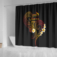 Personalised Papua New Guinea Sepik Shower Curtain Plumeria Floral Tribal Pattern LT9 - Polynesian Pride
