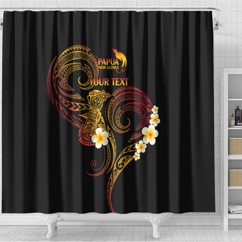 Personalised Papua New Guinea Sepik Shower Curtain Plumeria Floral Tribal Pattern LT9 - Polynesian Pride