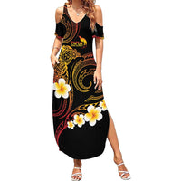 Personalised Papua New Guinea Sepik Summer Maxi Dress Plumeria Floral Tribal Pattern - Polynesian Pride