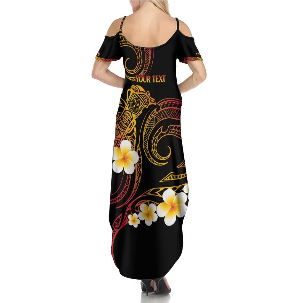 Personalised Papua New Guinea Sepik Summer Maxi Dress Plumeria Floral Tribal Pattern - Polynesian Pride