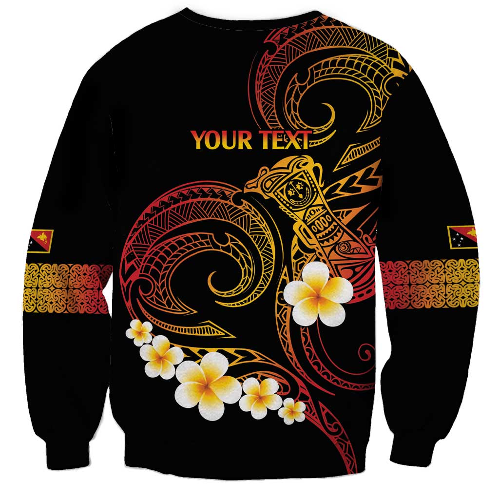Personalised Papua New Guinea Sepik Sweatshirt Plumeria Floral Tribal Pattern - Polynesian Pride
