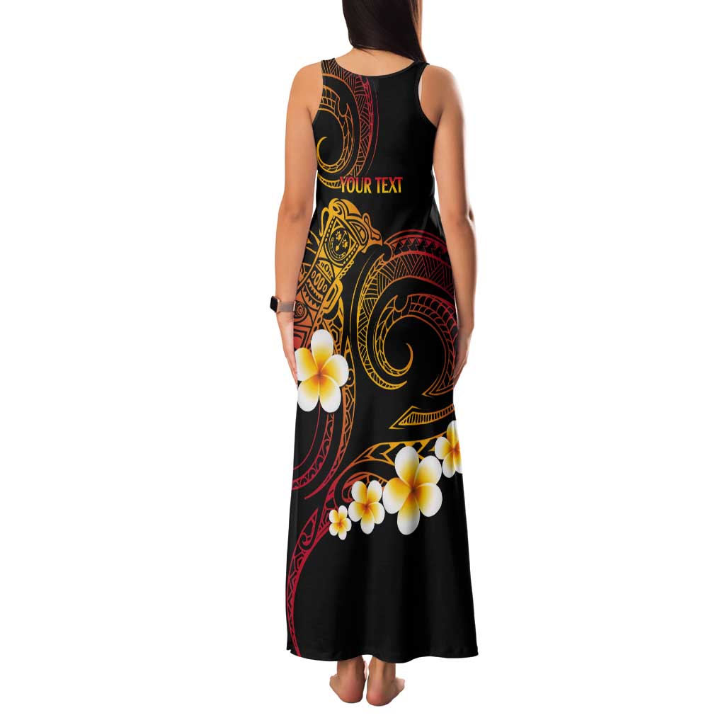 Personalised Papua New Guinea Sepik Tank Maxi Dress Plumeria Floral Tribal Pattern - Polynesian Pride