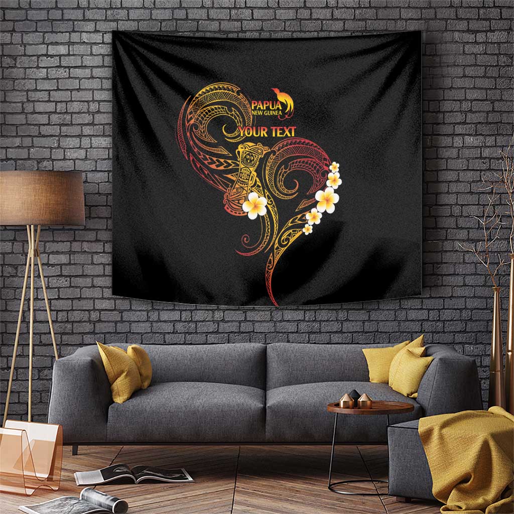 Personalised Papua New Guinea Sepik Tapestry Plumeria Floral Tribal Pattern LT9 Black - Polynesian Pride