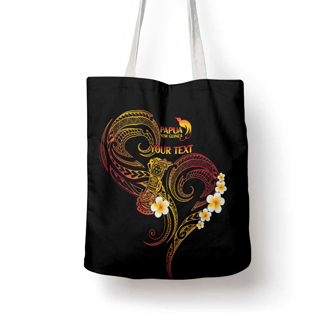 Personalised Papua New Guinea Sepik Tote Bag Plumeria Floral Tribal Pattern - Polynesian Pride