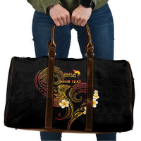 Personalised Papua New Guinea Sepik Travel Bag Plumeria Floral Tribal Pattern LT9 Black - Polynesian Pride