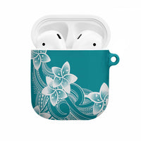 Polynesian Plumeria Flowers Tribal AirPods Case Pacific Tattoo Teal Style - Polynesian Pride