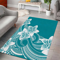 Polynesian Plumeria Flowers Tribal Area Rug Pacific Tattoo Teal Style - Polynesian Pride