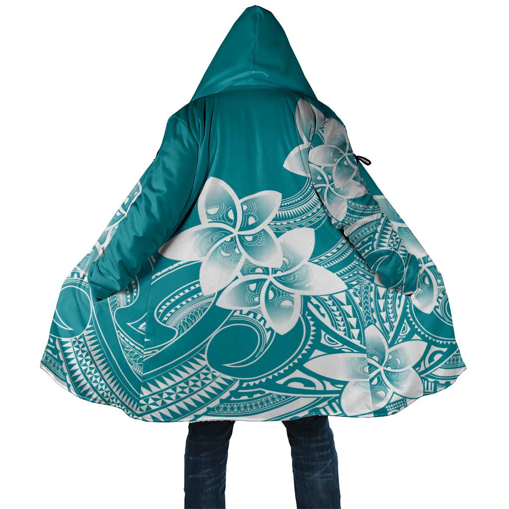 Polynesian Plumeria Flowers Tribal Cloak Pacific Tattoo Teal Style - Polynesian Pride