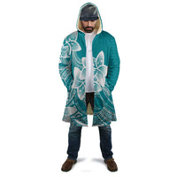 Polynesian Plumeria Flowers Tribal Cloak Pacific Tattoo Teal Style - Polynesian Pride