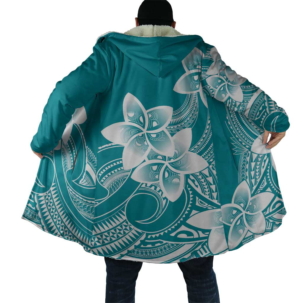 Polynesian Plumeria Flowers Tribal Cloak Pacific Tattoo Teal Style - Polynesian Pride