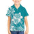 Polynesian Plumeria Flowers Tribal Family Matching Off Shoulder Maxi Dress and Hawaiian Shirt Pacific Tattoo Teal Style - Polynesian Pride