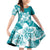 Polynesian Plumeria Flowers Tribal Family Matching Off Shoulder Short Dress and Hawaiian Shirt Pacific Tattoo Teal Style - Polynesian Pride