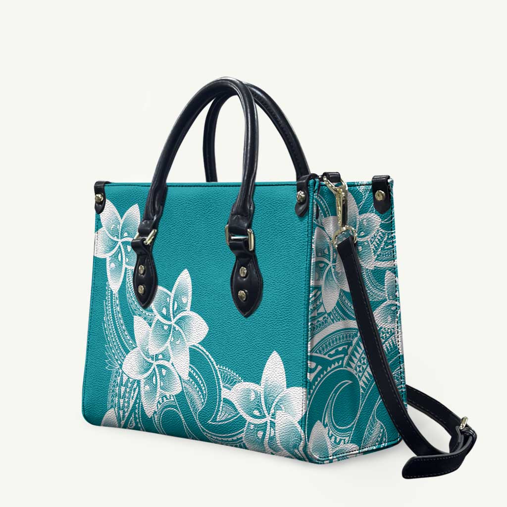 Polynesian Plumeria Flowers Tribal Leather Bag Pacific Tattoo Teal Style LT9 Teal - Polynesian Pride