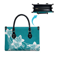 Polynesian Plumeria Flowers Tribal Leather Bag Pacific Tattoo Teal Style - Polynesian Pride