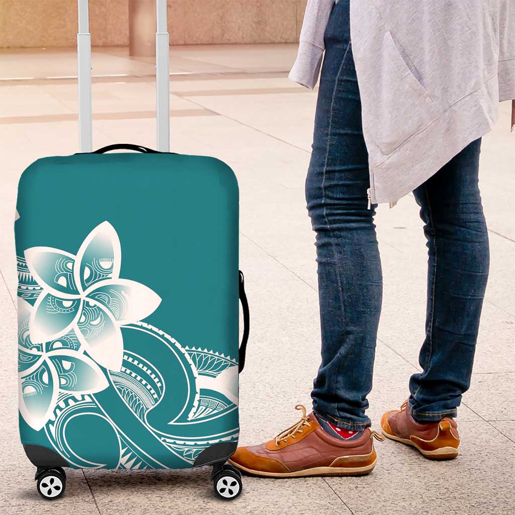Polynesian Plumeria Flowers Tribal Luggage Cover Pacific Tattoo Teal Style LT9 Teal - Polynesian Pride