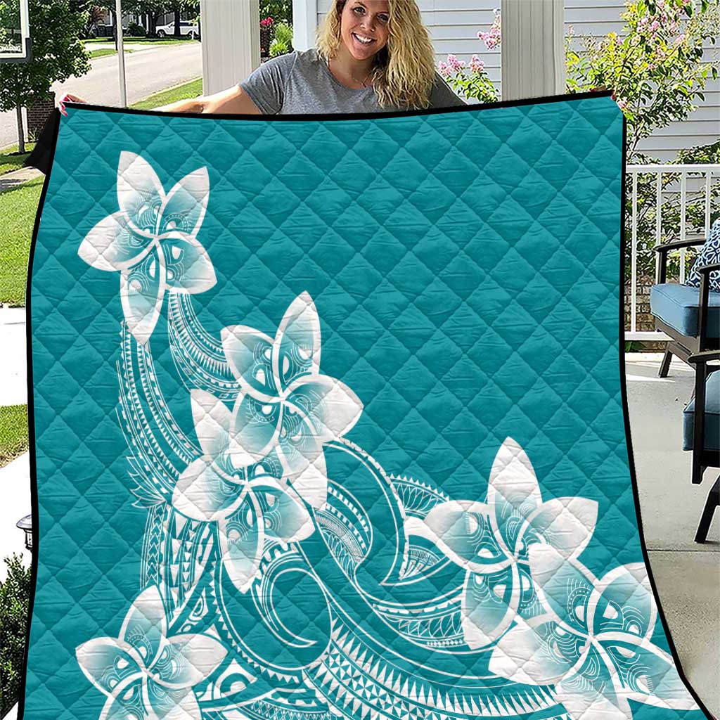 Polynesian Plumeria Flowers Tribal Quilt Pacific Tattoo Teal Style LT9 Teal - Polynesian Pride