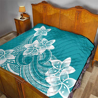 Polynesian Plumeria Flowers Tribal Quilt Pacific Tattoo Teal Style - Polynesian Pride