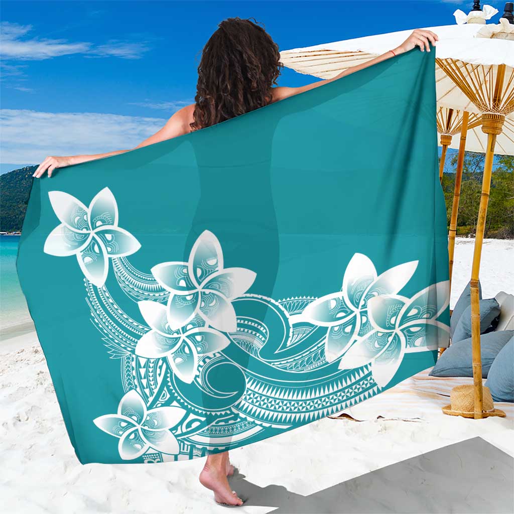 Polynesian Plumeria Flowers Tribal Sarong Pacific Tattoo Teal Style LT9 One Size 44 x 66 inches Teal - Polynesian Pride