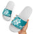 Polynesian Plumeria Flowers Tribal Slide Sandals Pacific Tattoo Teal Style - Polynesian Pride