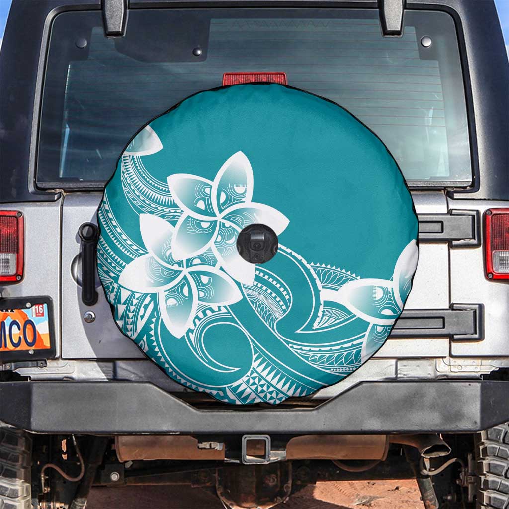 Polynesian Plumeria Flowers Tribal Spare Tire Cover Pacific Tattoo Teal Style LT9 Teal - Polynesian Pride