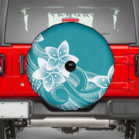 Polynesian Plumeria Flowers Tribal Spare Tire Cover Pacific Tattoo Teal Style - Polynesian Pride