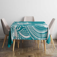 Polynesian Plumeria Flowers Tribal Tablecloth Pacific Tattoo Teal Style - Polynesian Pride