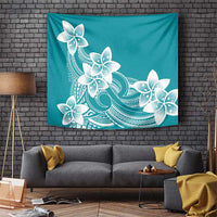 Polynesian Plumeria Flowers Tribal Tapestry Pacific Tattoo Teal Style - Polynesian Pride