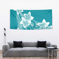 Polynesian Plumeria Flowers Tribal Tapestry Pacific Tattoo Teal Style - Polynesian Pride